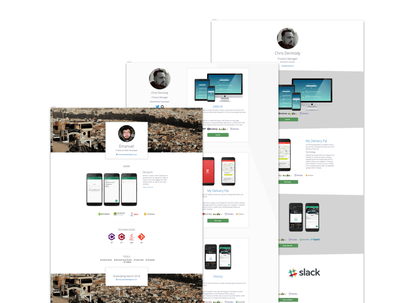 Web Developer Portfolios - free templates for developers and programmers to show off their work with GitHub pages